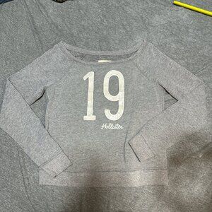 Grey Hollister Co. off-the-shoulder sweatshirt